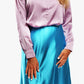 Satin Midi Skirt - Blue